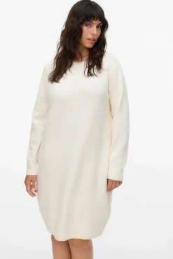 Vero Moda Curve Vestidos-Vestido de malha manga plus size Tostado