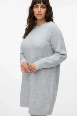 Vero Moda Curve Vestidos-Vestido de malha manga plus size Cinzento