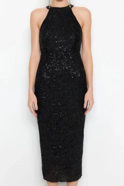 Trendyol Vestidos-Vestido de noite preto