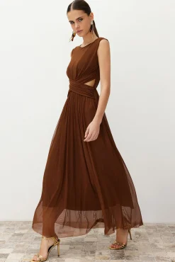 Trendyol Vestidos-Vestido de noite cru