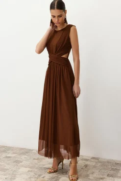 Trendyol Vestidos-Vestido de noite cru