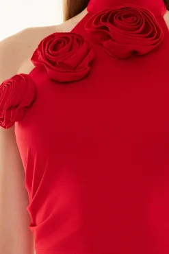Trendyol Vestidos-Vestido de noite regular vermelho