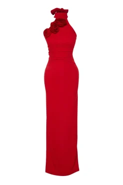 Trendyol Vestidos-Vestido de noite regular vermelho