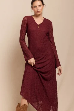 Slowlove Vestidos-Vestido de renda de manga comprida Granada