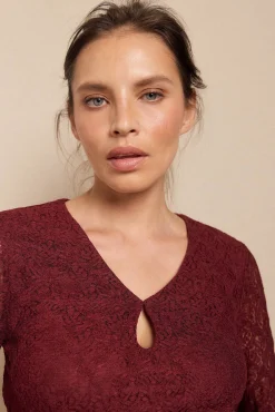 Slowlove Vestidos-Vestido de renda de manga comprida Granada