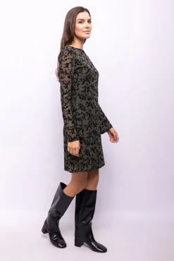 Object Vestidos-Vestido de tecido flocado Cinzento