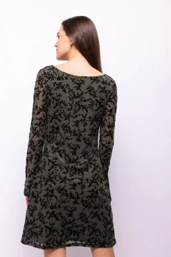 Object Vestidos-Vestido de tecido flocado Cinzento