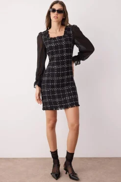Trendyol Vestidos-Vestido de tweed preto