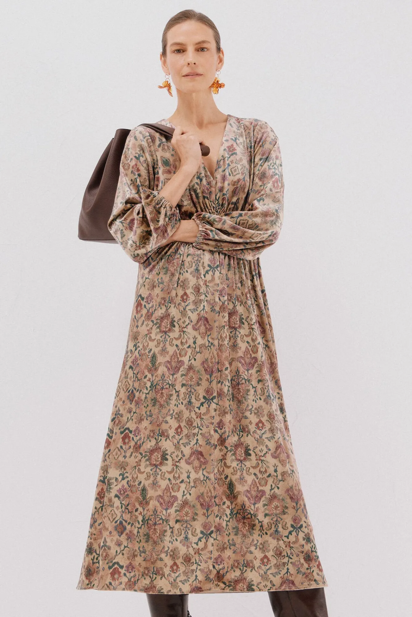 Cortefiel Vestidos-Vestido de veludo estampado Multicolorido