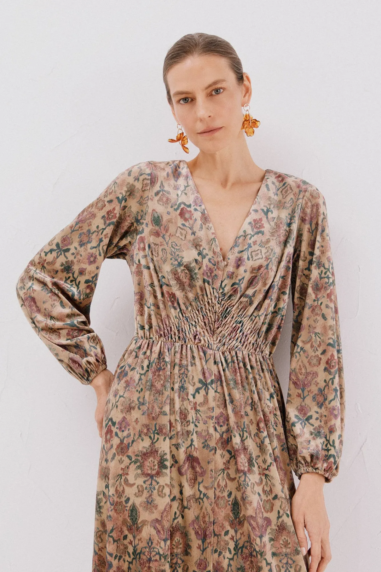 Cortefiel Vestidos-Vestido de veludo estampado Multicolorido