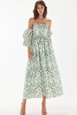 TFP by Tamara Falcó Vestidos-Vestido decote caicai estampado Turquesa