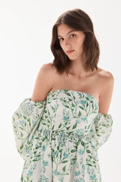 TFP by Tamara Falcó Vestidos-Vestido decote caicai estampado Turquesa