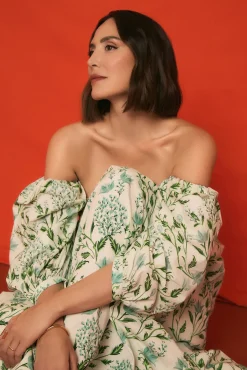 TFP by Tamara Falcó Vestidos-Vestido decote caicai estampado Turquesa