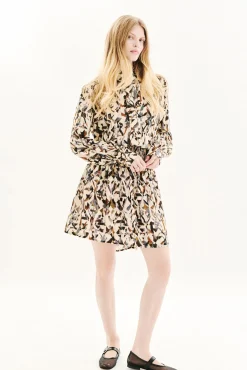 Caroll Vestidos-Vestido estampado 100% viscose Tostado