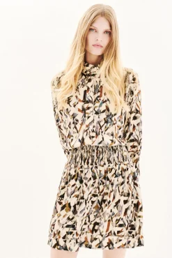 Caroll Vestidos-Vestido estampado 100% viscose Tostado