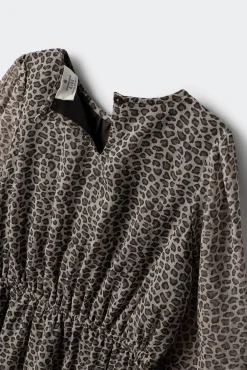 Springfield Kids Vestidos-Vestido estampado animal para meninas castanho