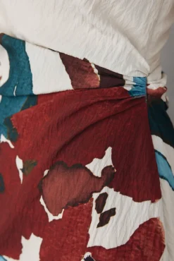 Pedro del Hierro Vestidos-Vestido estampado assimétrico Vermelho