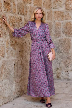 Polín Et Moi Vestidos-Vestido estampado berinjela Multicolorido