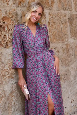 Polín Et Moi Vestidos-Vestido estampado berinjela Multicolorido