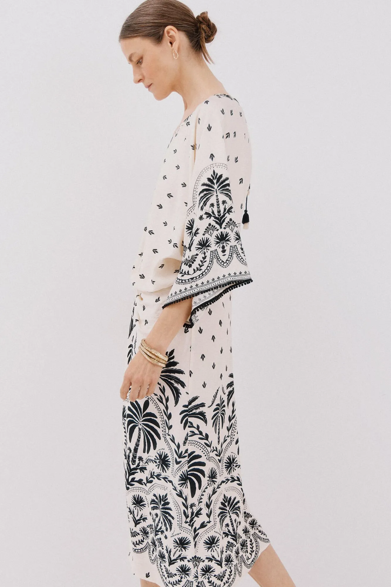 Cortefiel Vestidos-Vestido estampado com franzidos Impressão