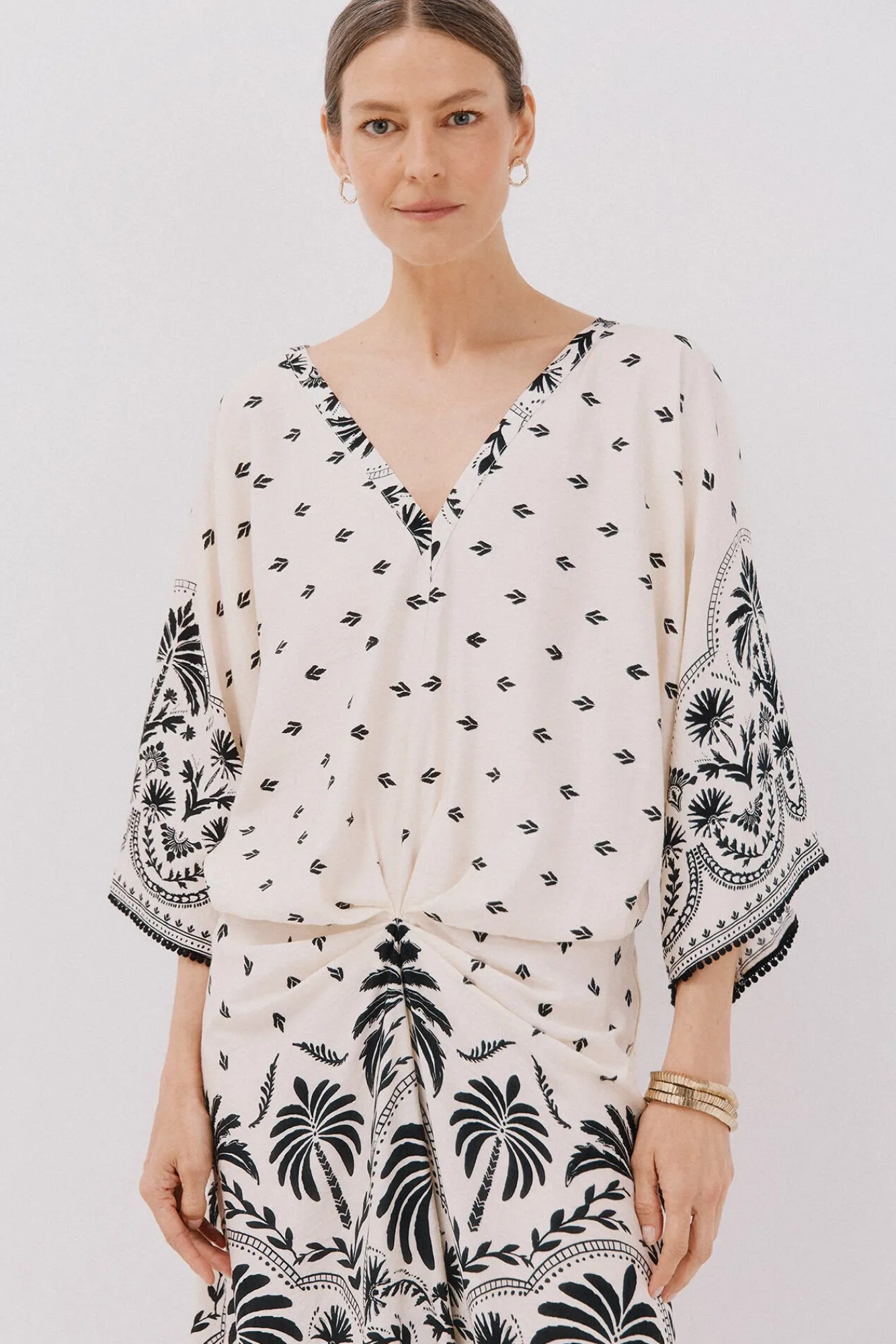 Cortefiel Vestidos-Vestido estampado com franzidos Impressão