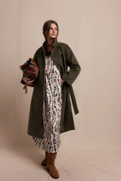 Slowlove Vestidos-Vestido estampado pliegue Ecru