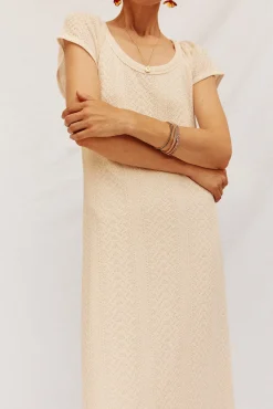 Cortefiel Vestidos-Vestido estruturado Ecru