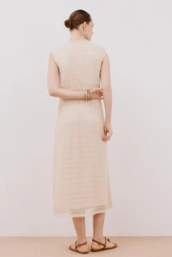 Cortefiel Vestidos-Vestido estruturado com lurex e halter Ecru