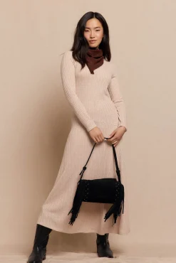 Slowlove Vestidos-Vestido estruturado evasê Castanho