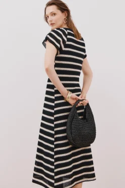 Cortefiel Vestidos-Vestido estruturado riscas Impress&atilde;o