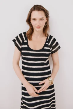 Cortefiel Vestidos-Vestido estruturado riscas Impress&atilde;o