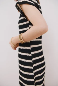 Cortefiel Vestidos-Vestido estruturado riscas Impress&atilde;o