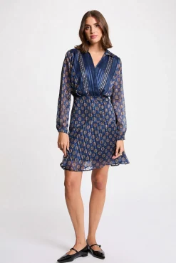 Morgan Vestidos-Vestido esvoaçante com gola em V Multicolorido