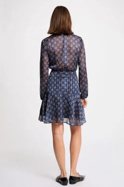 Morgan Vestidos-Vestido esvoaçante com gola em V Multicolorido