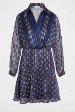 Morgan Vestidos-Vestido esvoaçante com gola em V Multicolorido