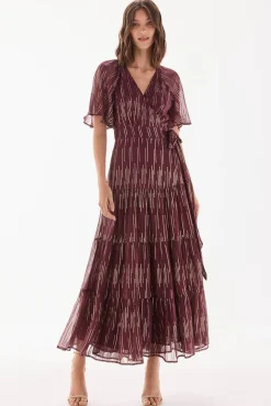 TFP by Tamara Falcó Vestidos-Vestido georgette com lurex Bordeaux