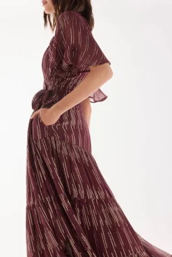 TFP by Tamara Falcó Vestidos-Vestido georgette com lurex Bordeaux