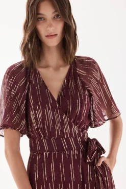 TFP by Tamara Falcó Vestidos-Vestido georgette com lurex Bordeaux