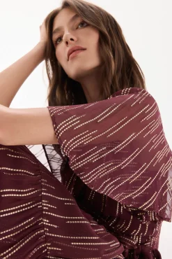 TFP by Tamara Falcó Vestidos-Vestido georgette com lurex Bordeaux