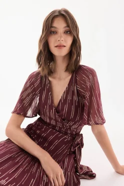 TFP by Tamara Falcó Vestidos-Vestido georgette com lurex Bordeaux