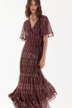 TFP by Tamara Falcó Vestidos-Vestido georgette com lurex Bordeaux