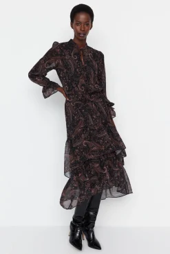 Trendyol Vestidos-Vestido gola halter estampado