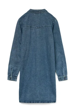 Vero Moda Vestidos-Vestido jeans curto de manga comprida Azul