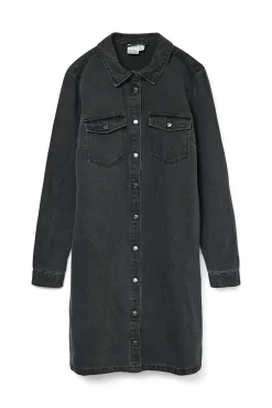 Vero Moda Vestidos-Vestido jeans curto de manga comprida Preto