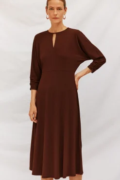 Cortefiel Vestidos-Vestido largo estampado Castanho