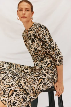 Cortefiel Vestidos-Vestido largo estampado Impress&atilde;o