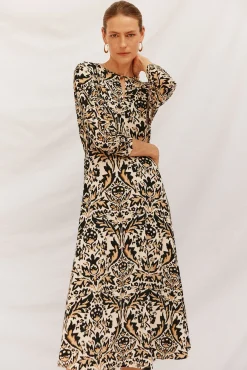 Cortefiel Vestidos-Vestido largo estampado Impress&atilde;o