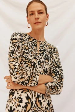 Cortefiel Vestidos-Vestido largo estampado Impress&atilde;o