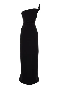 Trendyol Vestidos-Vestido longo assimétrico preto