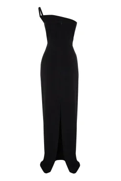Trendyol Vestidos-Vestido longo assimétrico preto